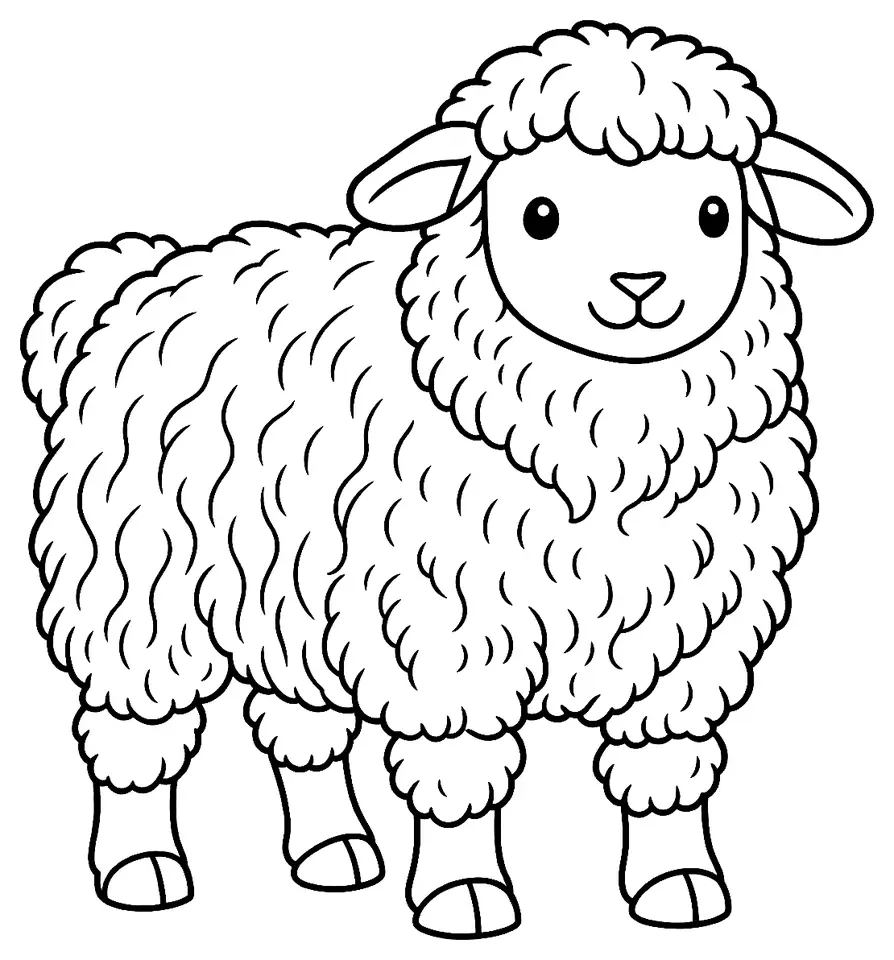 Coloriage de Mouton de Poméranie : dessin au trait noir à colorier