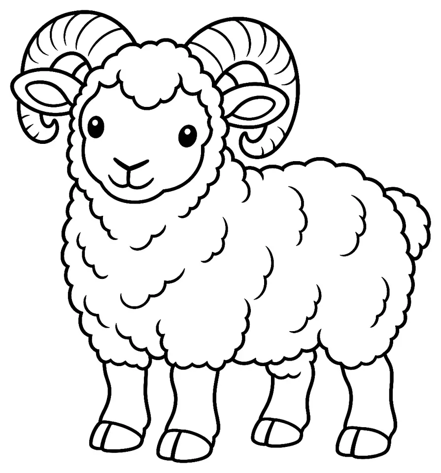 Coloriage de Mouton de Soay : dessin au trait noir à colorier