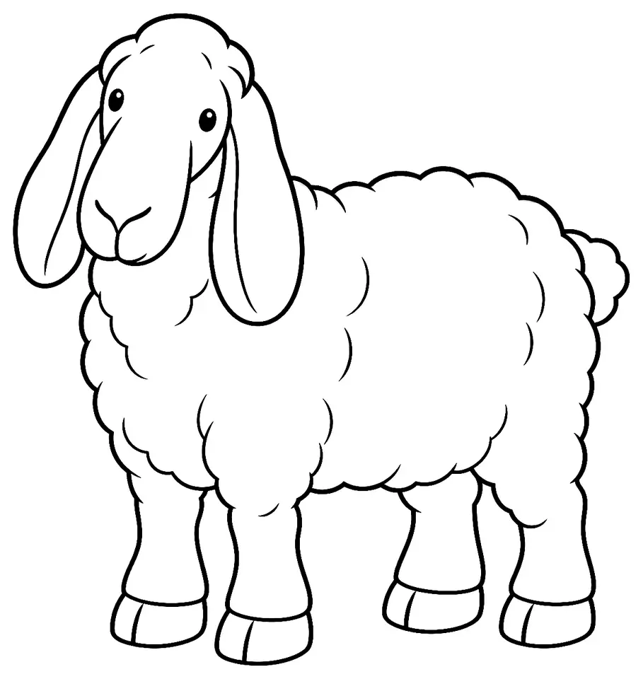 Coloriage de Mouton du Tyrol : dessin au trait noir à colorier