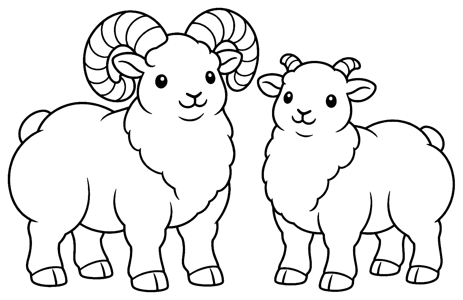 Coloriage de Mouton han à queue courte : dessin au trait noir à colorier