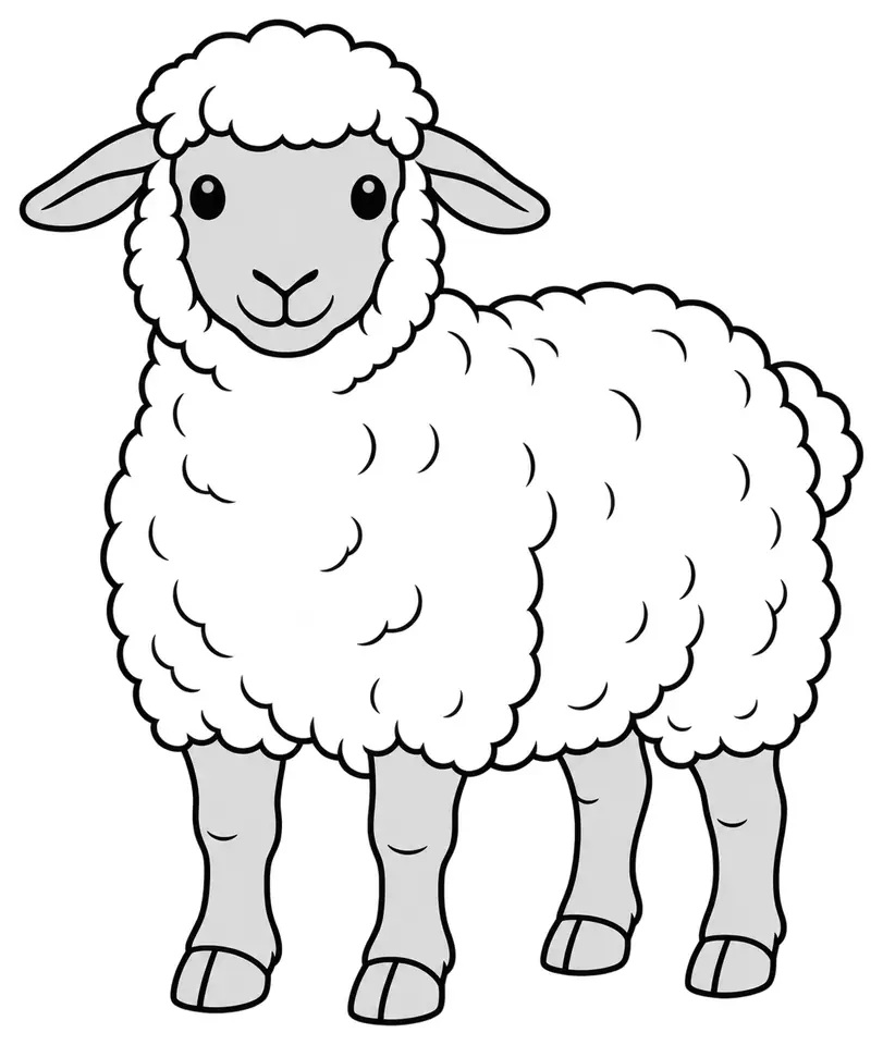 Coloriage de Mouton vendéen : dessin au trait noir à colorier