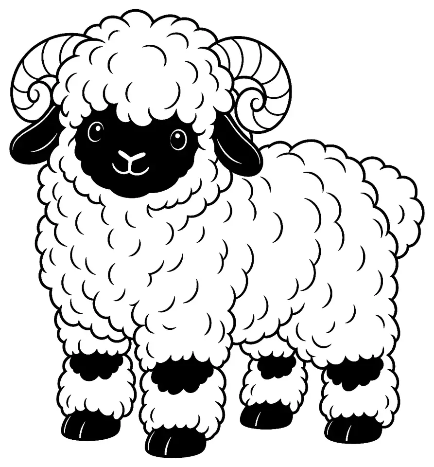 Coloriage de Nez noir du Valais : dessin au trait noir à colorier