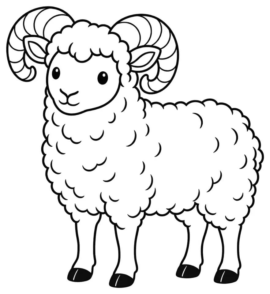 Coloriage de Ouessant : dessin au trait noir à colorier