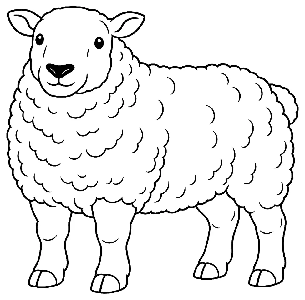 Coloriage de Texel : dessin au trait noir à colorier
