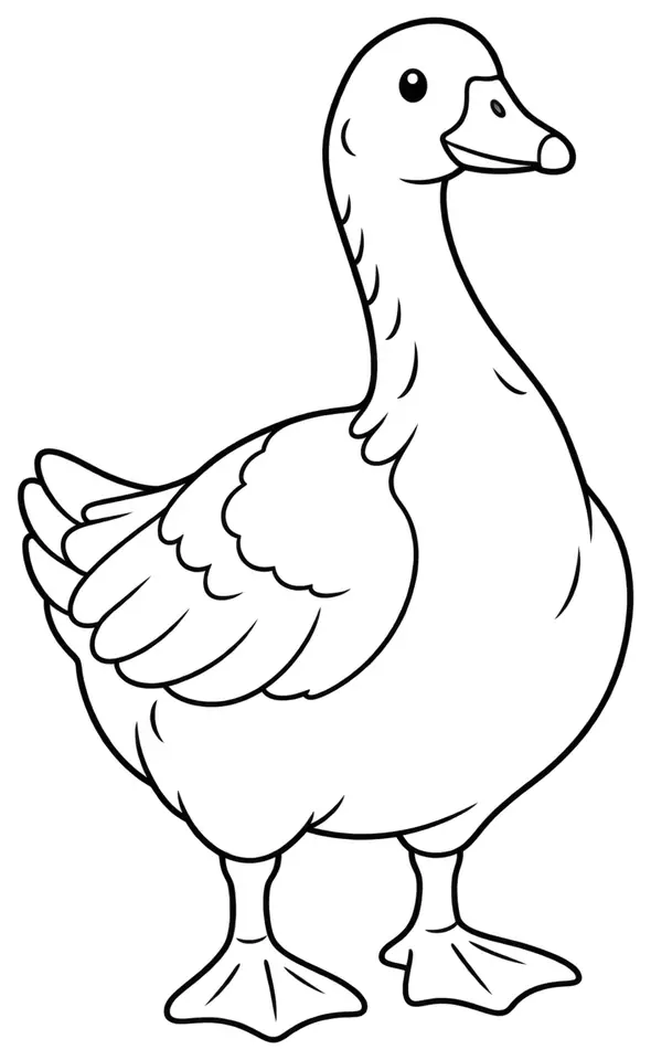 Coloriage de Oie de la Leine : dessin au trait noir à colorier