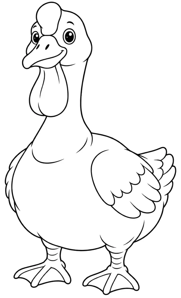 Coloriage de Oie de Linda : dessin au trait noir à colorier