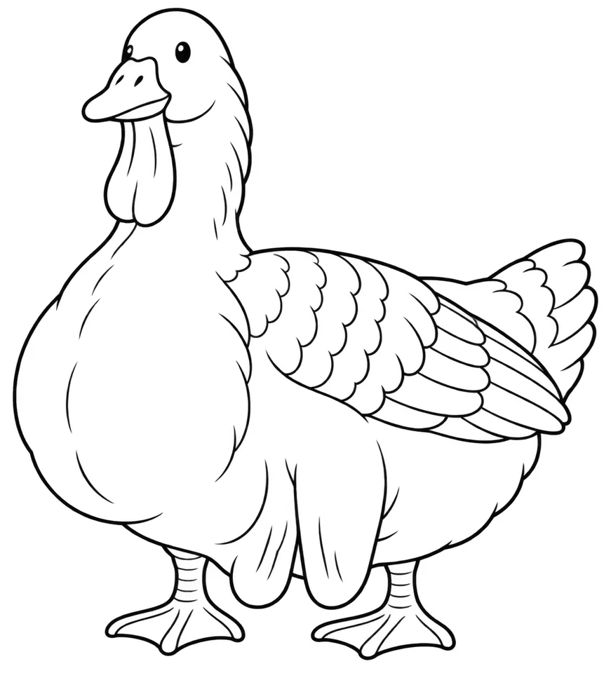Coloriage de Oie de Toulouse : dessin au trait noir à colorier