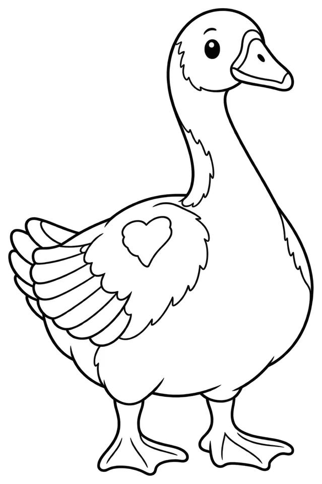 Coloriage de Oie flamande : dessin au trait noir à colorier