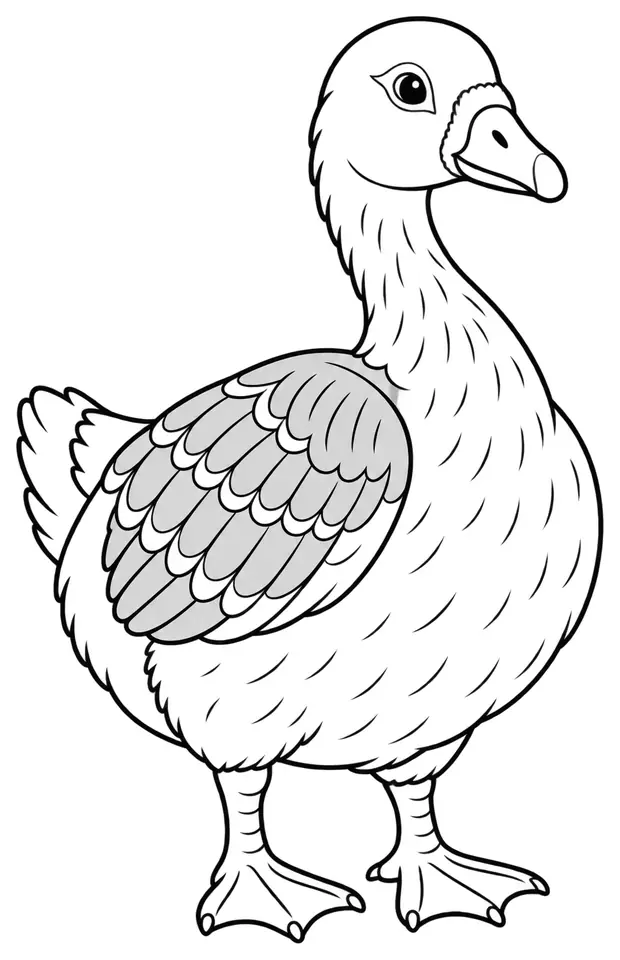 Coloriage de Oie grise du Marais poitevin : dessin au trait noir à colorier