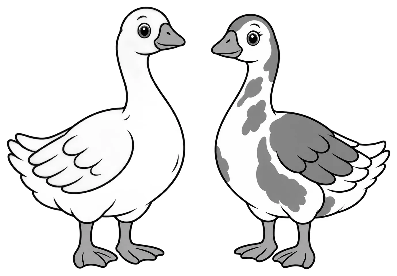 Coloriage de Oie normande : dessin au trait noir à colorier