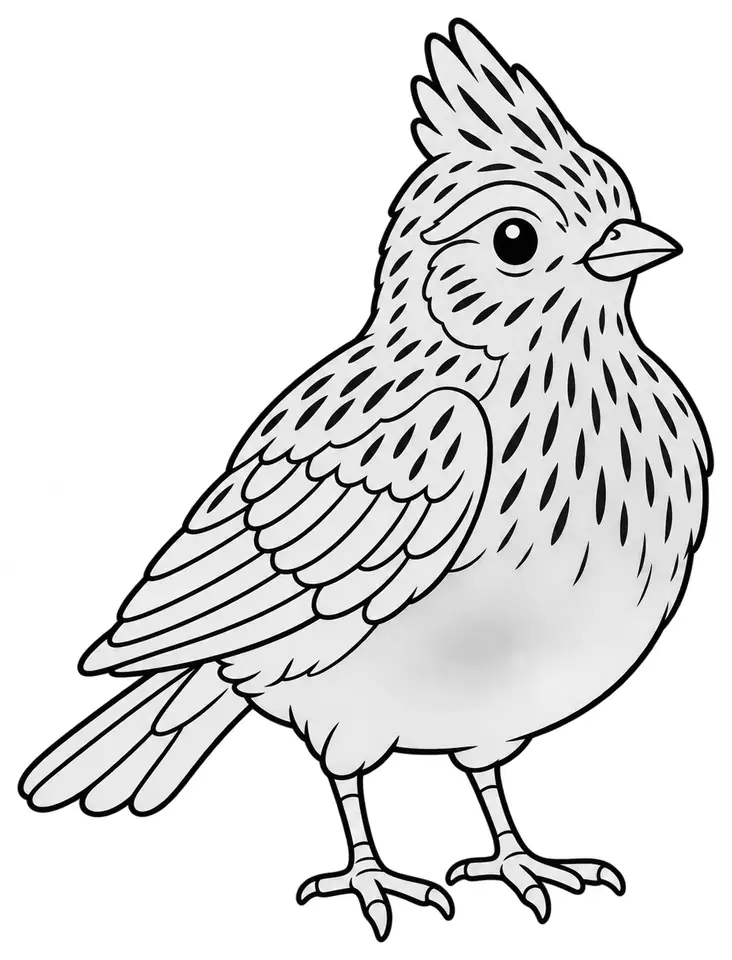 Coloriage de Alouette des champs : dessin au trait noir à colorier