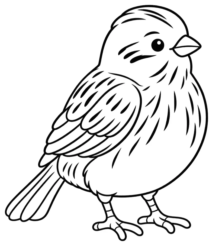 Coloriage de Bruant jaune : dessin au trait noir à colorier