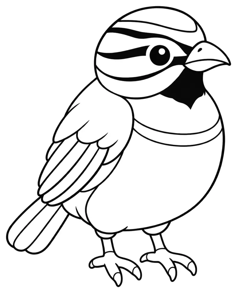 Coloriage de Bruant zizi : dessin au trait noir à colorier
