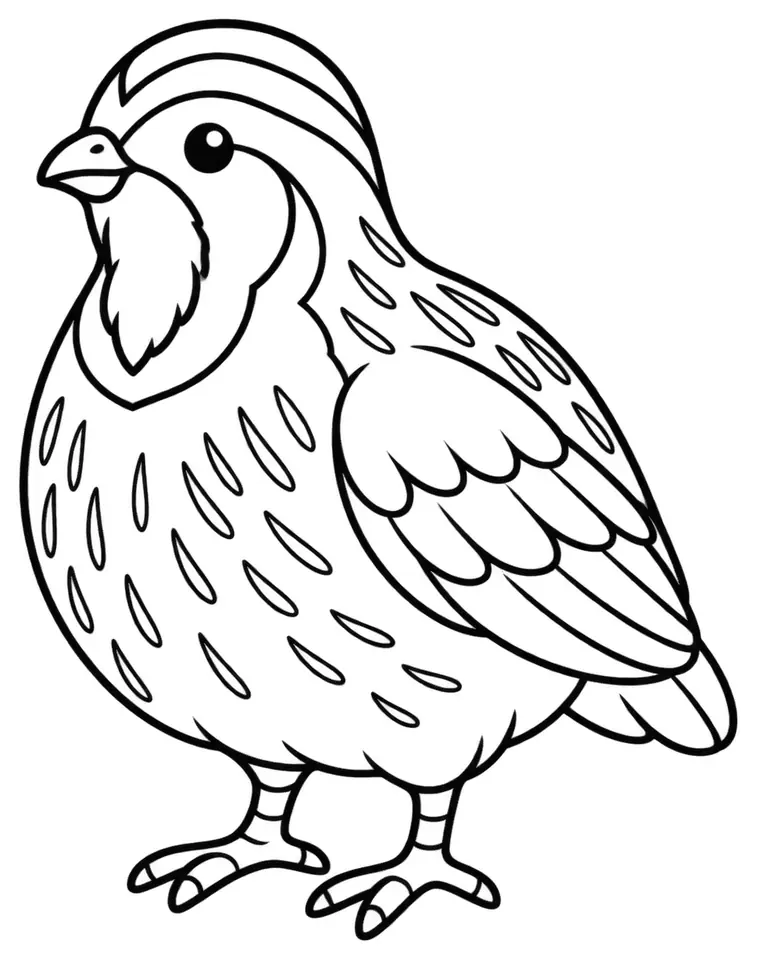 Coloriage de Caille des blés : dessin au trait noir à colorier
