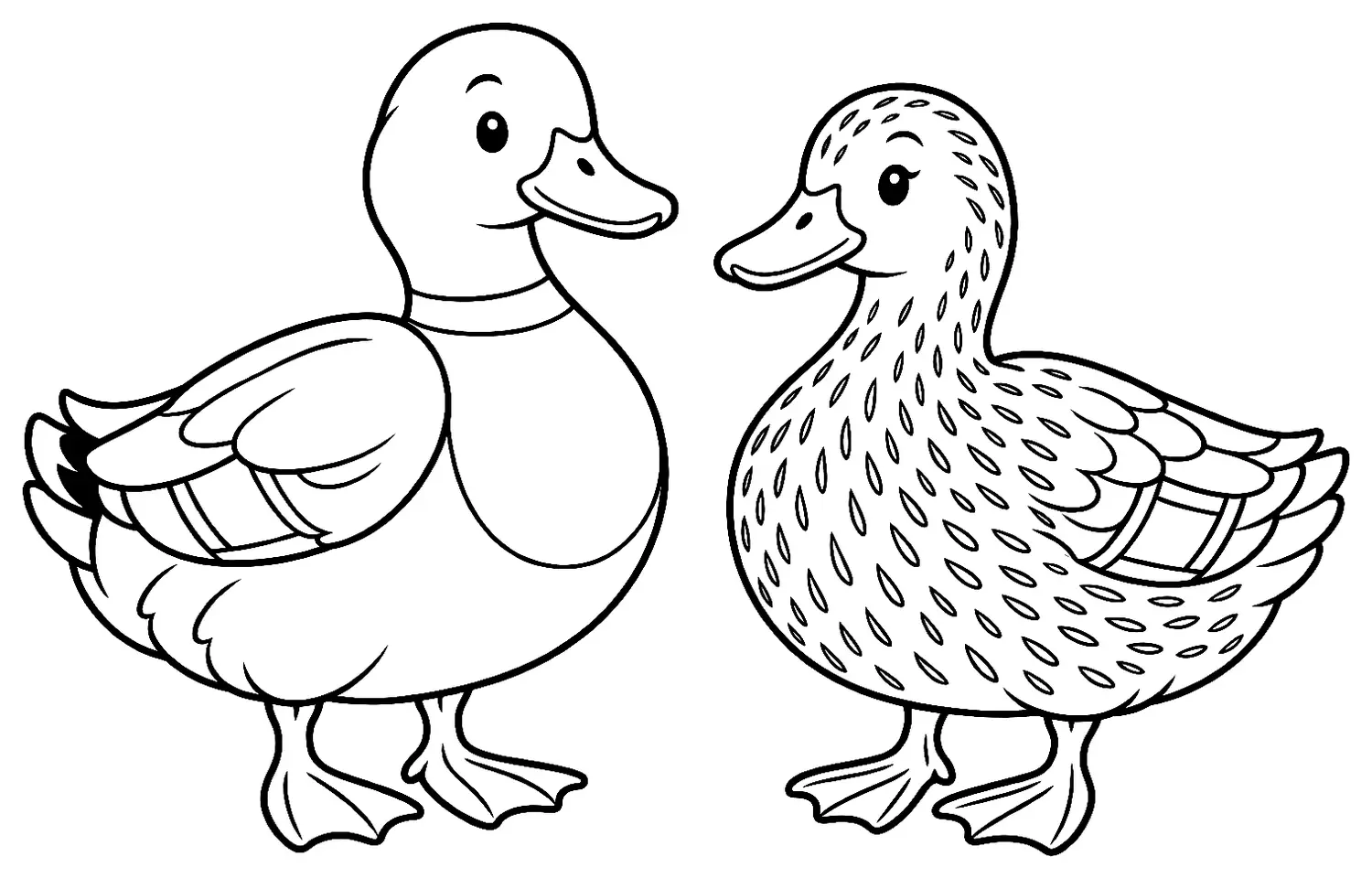 Coloriage de Canard colvert : dessin au trait noir à colorier