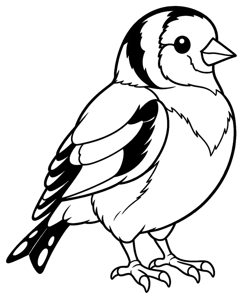 Coloriage de Chardonneret élégant : dessin au trait noir à colorier
