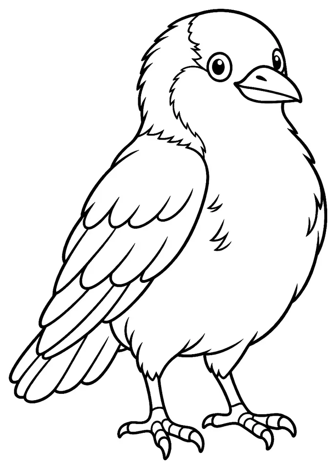 Coloriage de Choucas des tours : dessin au trait noir à colorier