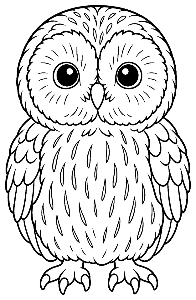 Coloriage de Chouette hulotte : dessin au trait noir à colorier
