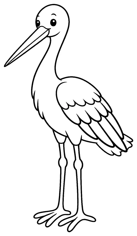 Coloriage de Cigogne blanche : dessin au trait noir à colorier