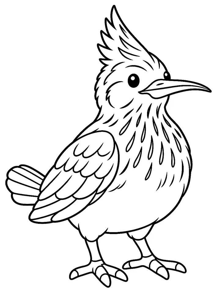 Coloriage de Cochevis huppé : dessin au trait noir à colorier