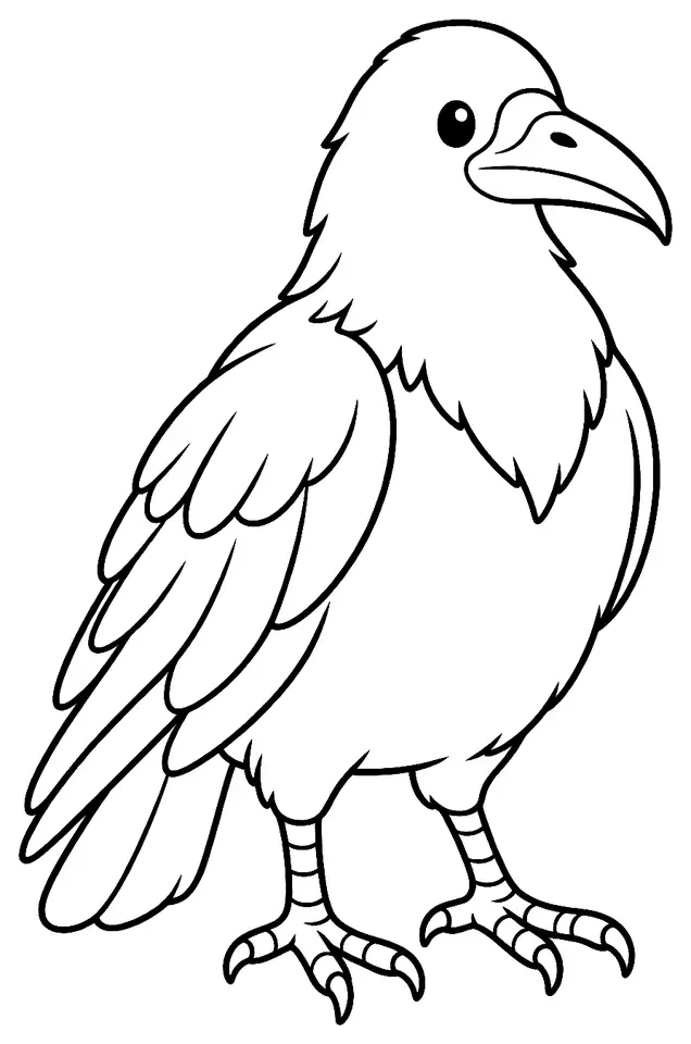 Coloriage de Corbeau freux : dessin au trait noir à colorier
