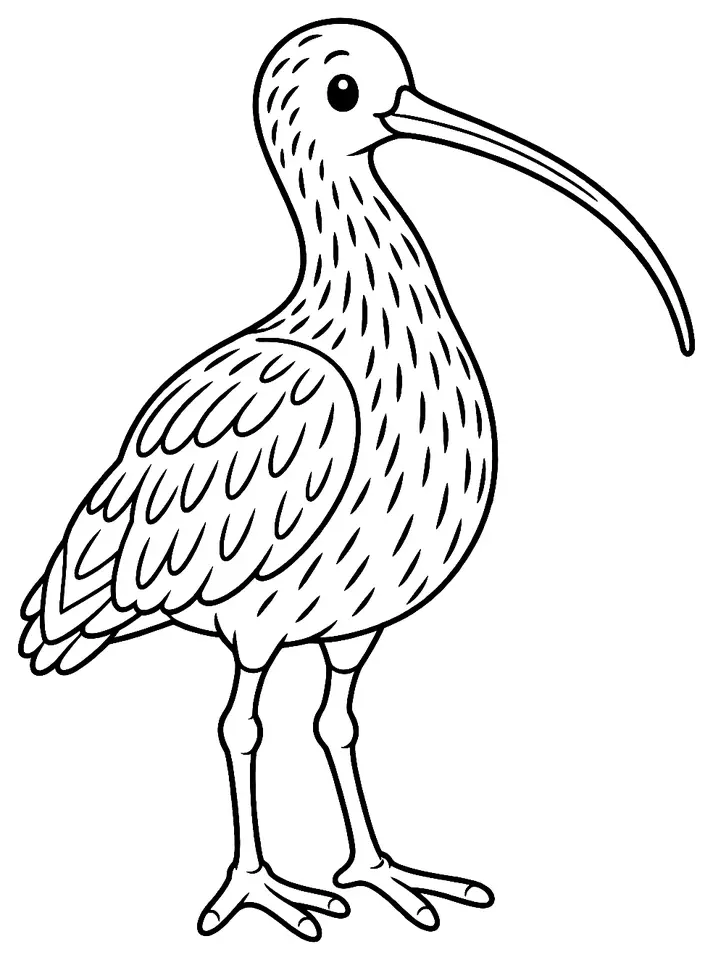 Coloriage de Courlis cendré : dessin au trait noir à colorier