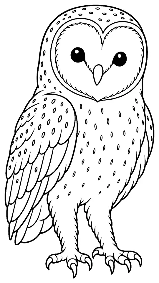 Coloriage de Effraie des clochers : dessin au trait noir à colorier