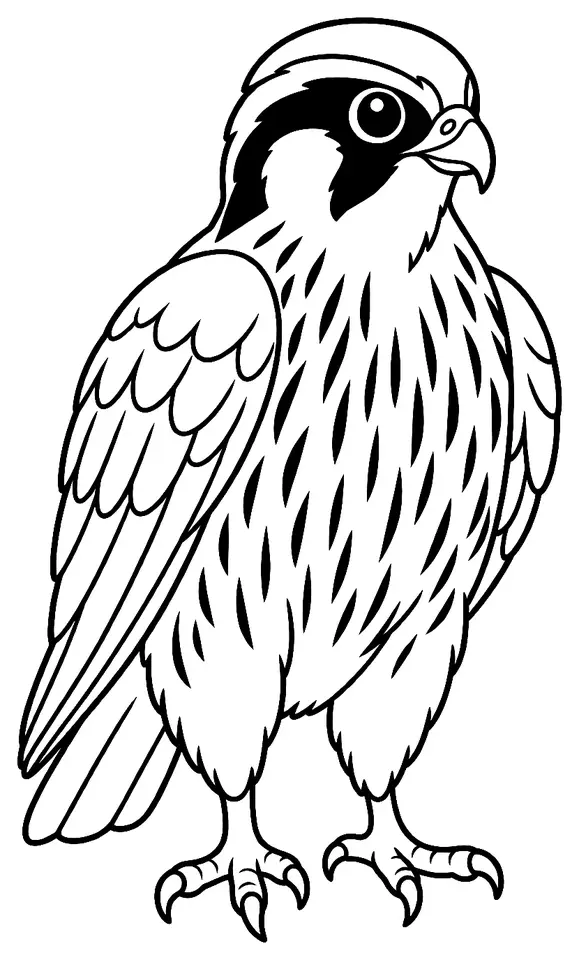 Coloriage de Faucon hobereau : dessin au trait noir à colorier