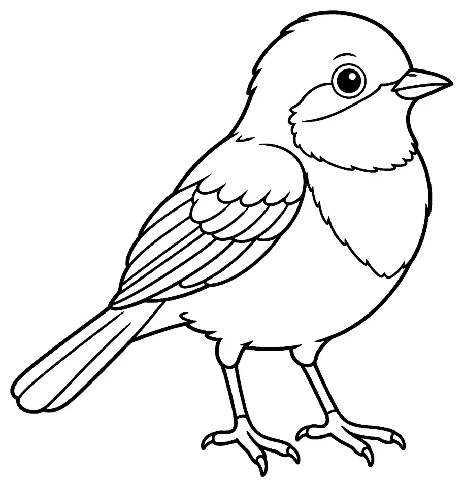 Coloriage de Fauvette grisette : dessin au trait noir à colorier