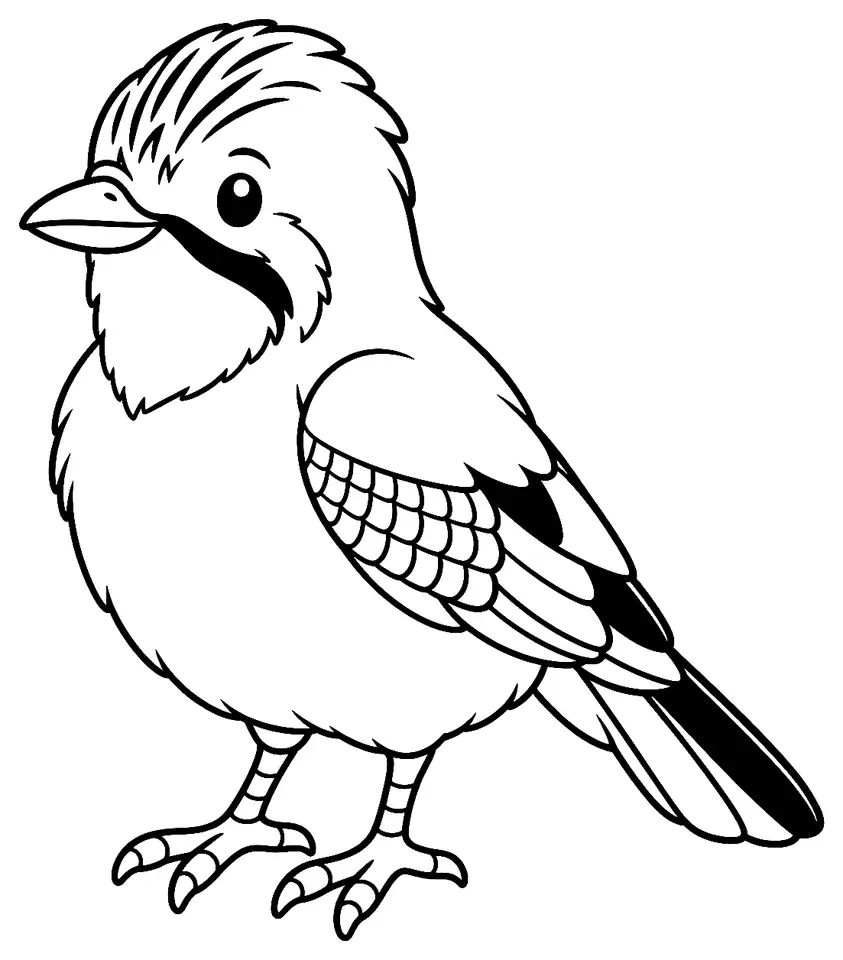 Coloriage de Geai des chênes : dessin au trait noir à colorier