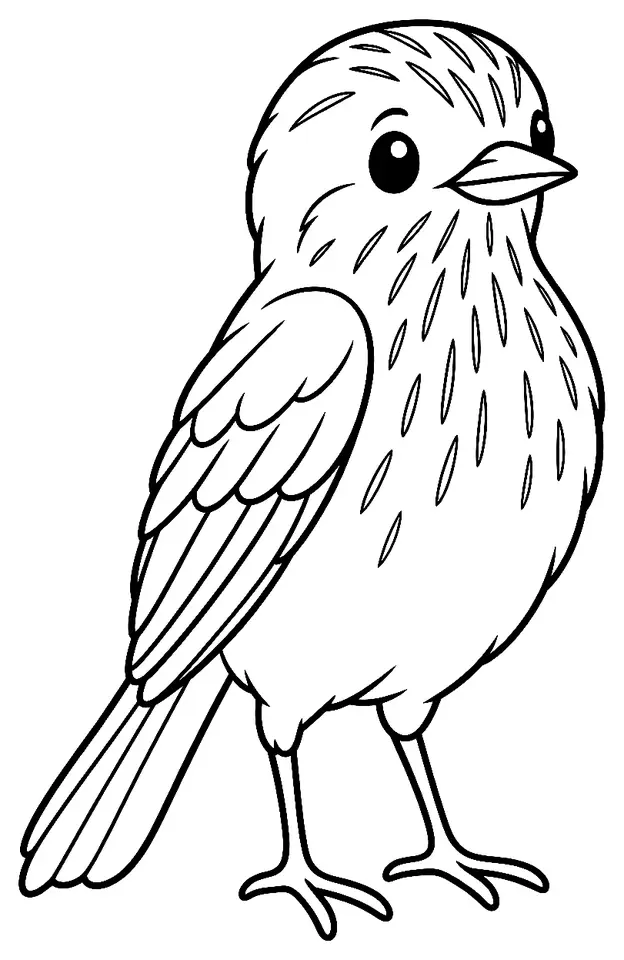 Coloriage de Gobemouche gris : dessin au trait noir à colorier