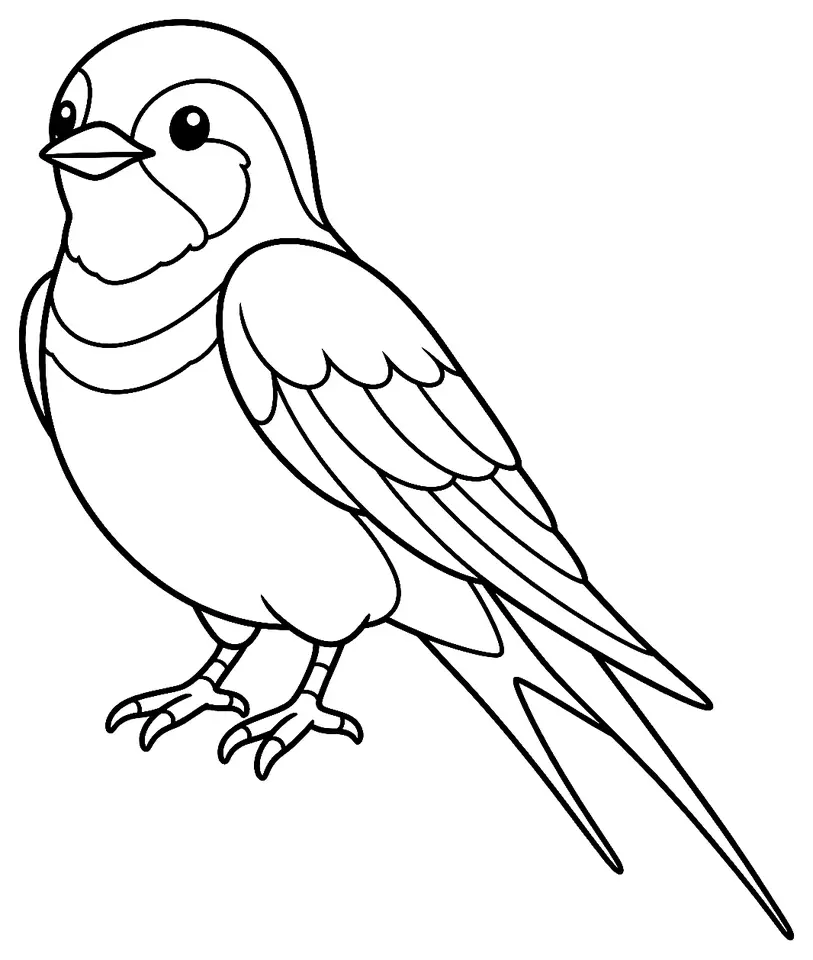 Coloriage de Hirondelle rustique : dessin au trait noir à colorier