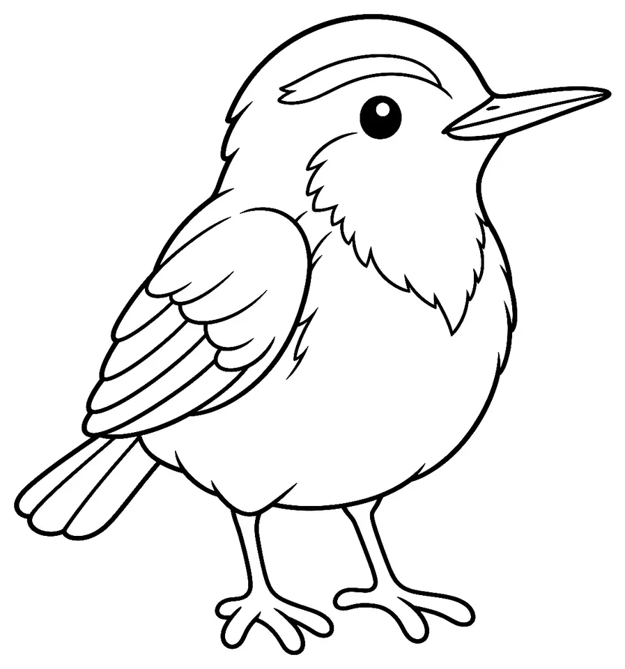 Coloriage de Hypolaïs polyglotte : dessin au trait noir à colorier