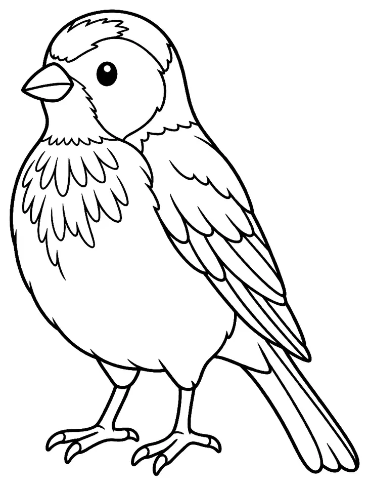 Coloriage de Linotte mélodieuse : dessin au trait noir à colorier