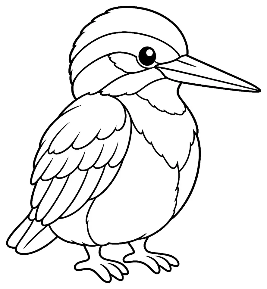 Coloriage de Martin-pêcheur d’Europe : dessin au trait noir à colorier