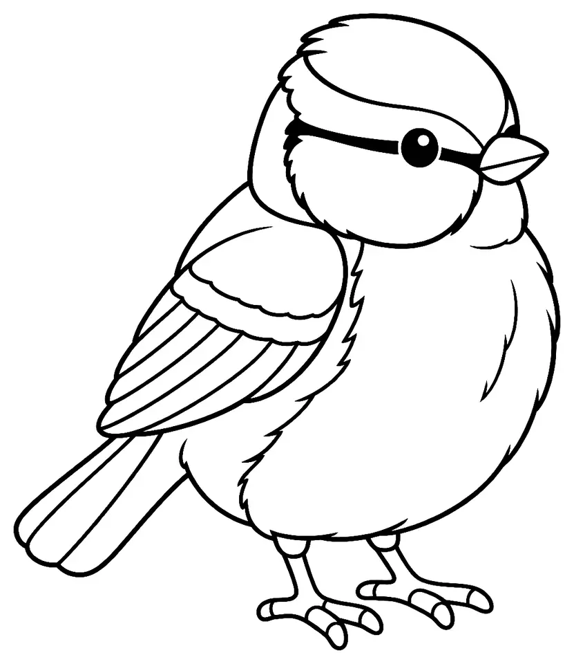 Coloriage de Mésange bleue : dessin au trait noir à colorier