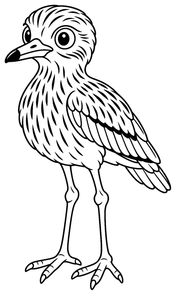 Coloriage de Œdicnème criard : dessin au trait noir à colorier