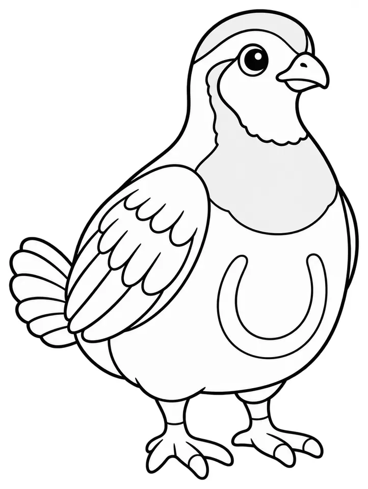 Coloriage de Perdrix grise : dessin au trait noir à colorier