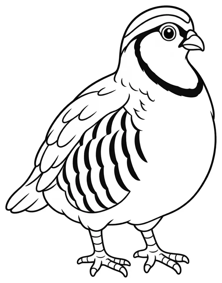 Coloriage de Perdrix rouge : dessin au trait noir à colorier