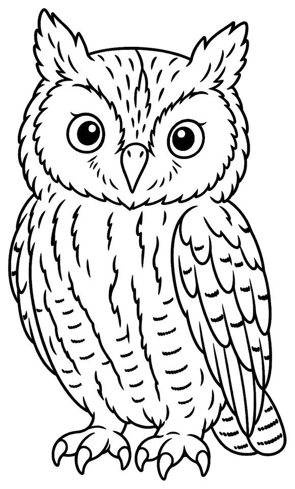 Coloriage de Petit-duc scops : dessin au trait noir à colorier