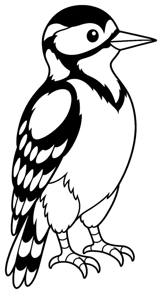 Coloriage de Pic épeiche : dessin au trait noir à colorier
