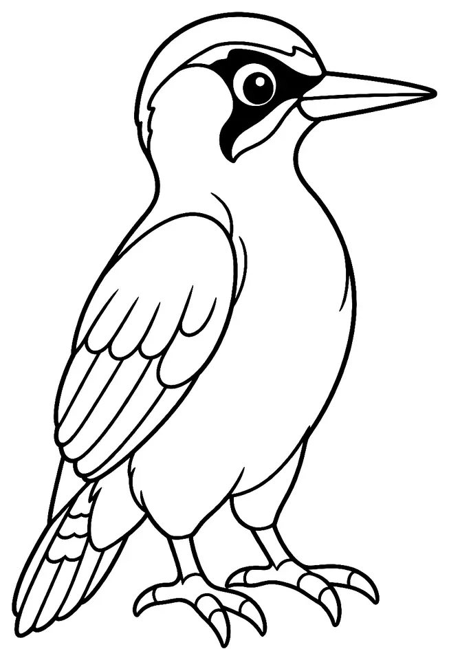 Coloriage de Pic vert : dessin au trait noir à colorier