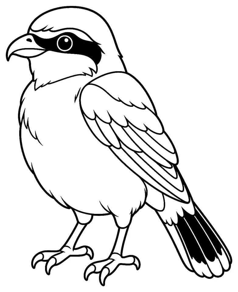 Coloriage de Pie-grièche écorcheur : dessin au trait noir à colorier