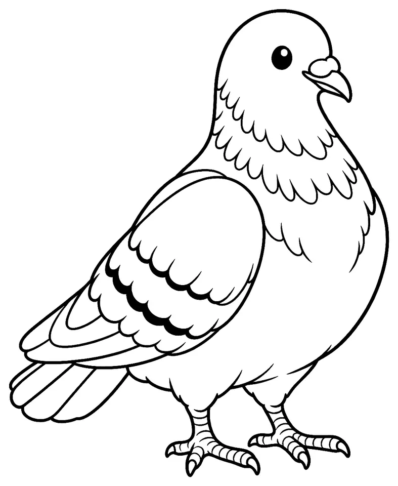 Coloriage de Pigeon biset : dessin au trait noir à colorier