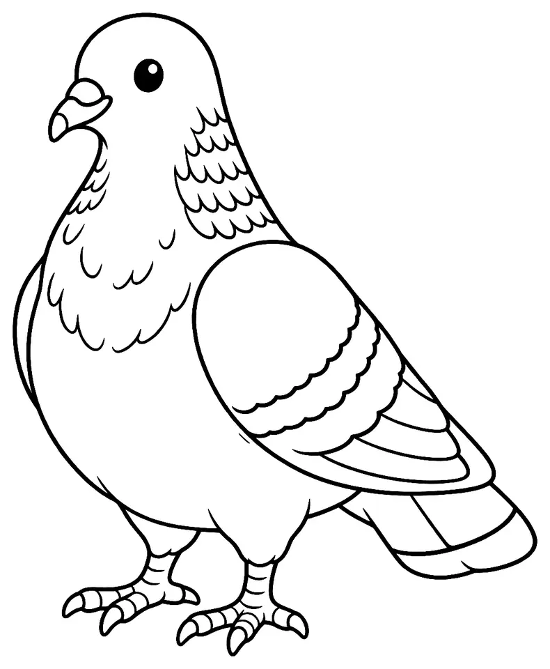Coloriage de Pigeon colombin : dessin au trait noir à colorier