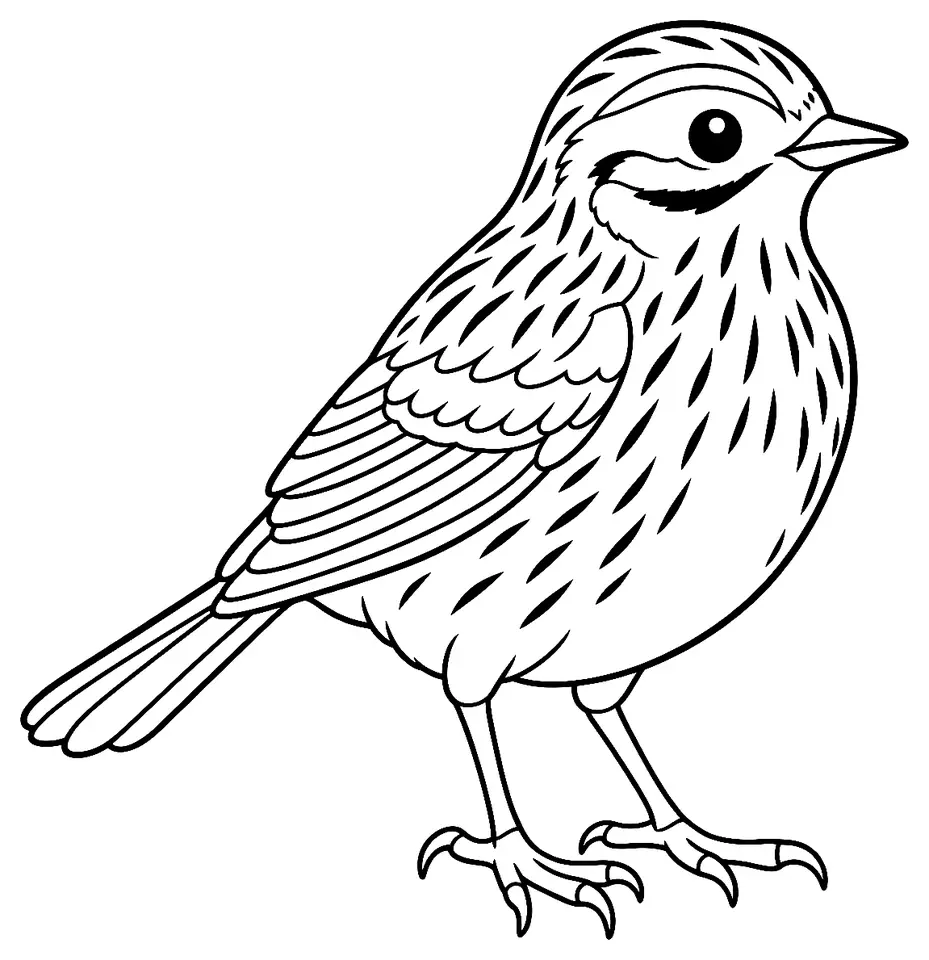 Coloriage de Pipit farlouse : dessin au trait noir à colorier