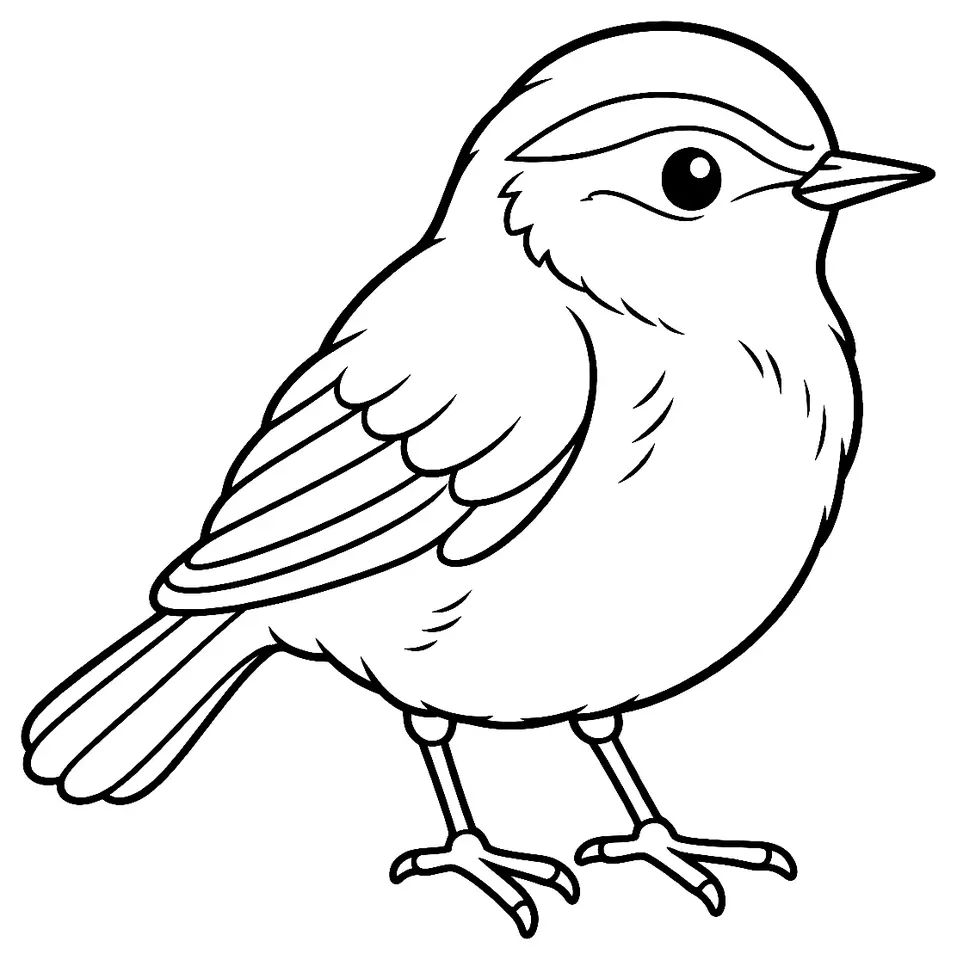 Coloriage de Pouillot véloce : dessin au trait noir à colorier