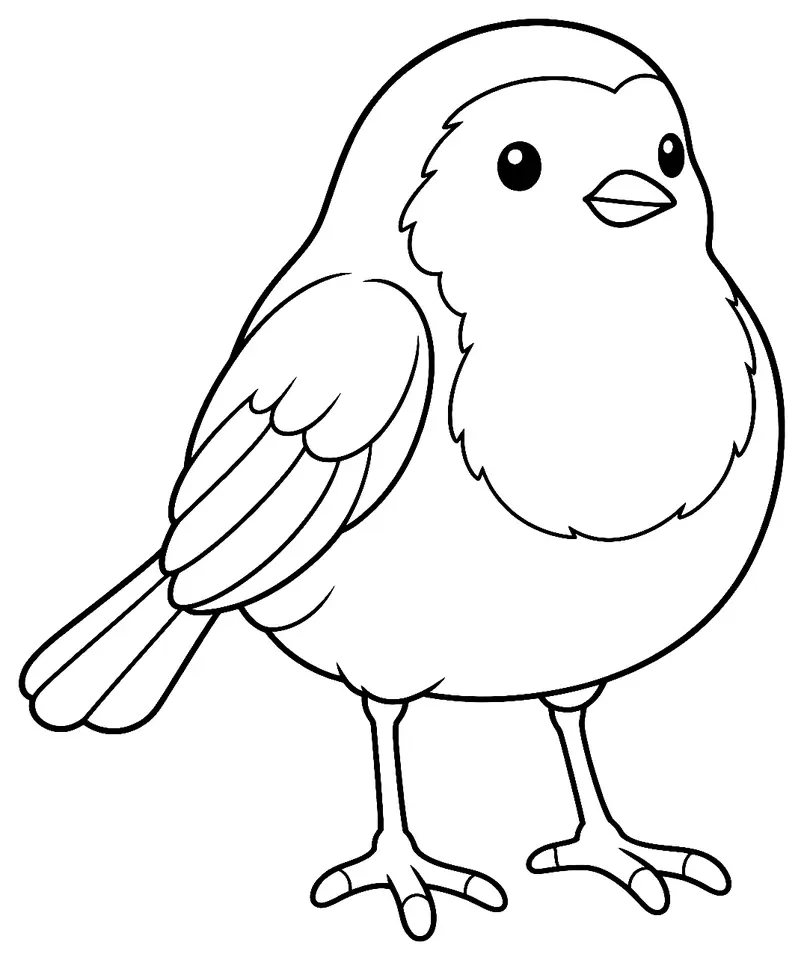 Coloriage de Rougegorge familier : dessin au trait noir à colorier