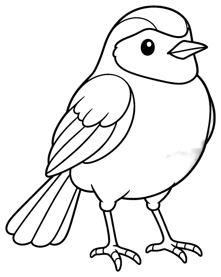 Coloriage de Rougequeue à front blanc : dessin au trait noir à colorier