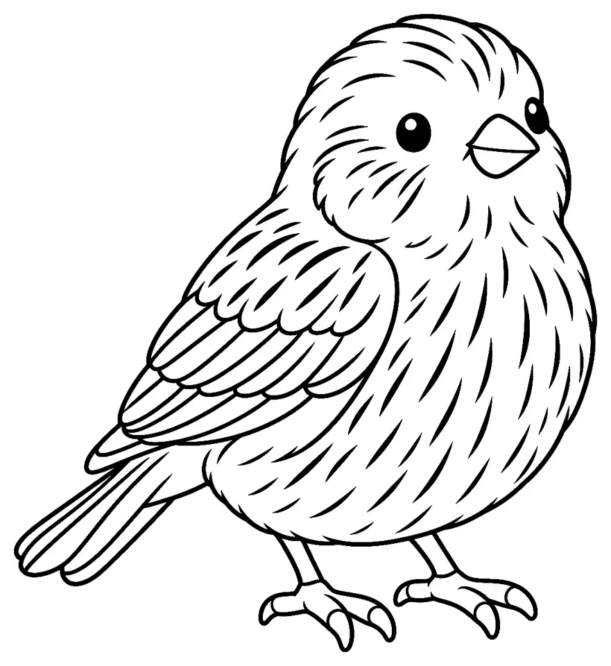 Coloriage de Serin cini : dessin au trait noir à colorier